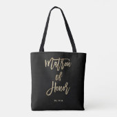 Matron of Honor | Zwarte en goudbridale partij Tote Bag (Achterkant)