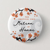 MATRON VAN EER Tropische Bloemen Bruiloft Naam Tag Ronde Button 5,7 Cm (Voorkant)