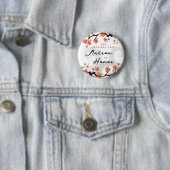 MATRON VAN EER Tropische Bloemen Bruiloft Naam Tag Ronde Button 5,7 Cm (In situ)