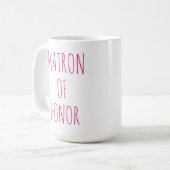 Matron van Honor Pink Font Coffee Mok Wedding Part (Voorkant links)