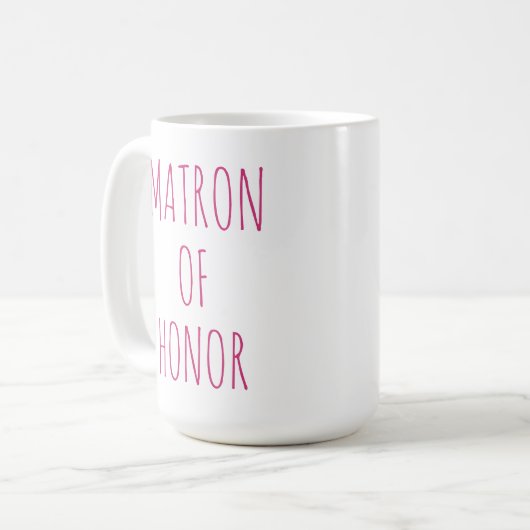 Matron van Honor Pink Font Coffee Mok Wedding Part (Voorkant links)