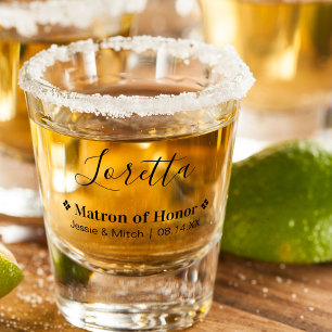 Matron van Honor Wedding Date & Names Persoonlijk Shot Glas