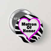 Matron van Honor Zebra Stripes Ronde Button 5,7 Cm (Voorkant /achterkant)