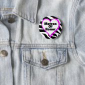 Matron van Honor Zebra Stripes Ronde Button 5,7 Cm (In situ)