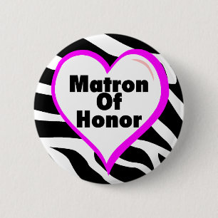 Matron van Honor Zebra Stripes Ronde Button 5,7 Cm