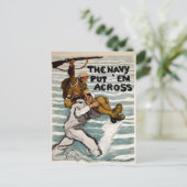 matroos wading terwijl hij een soldaat op zijn sch briefkaart (Staand voorkant)