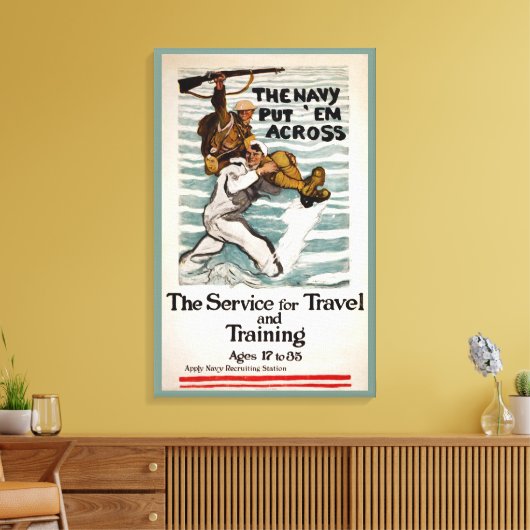 matroos wading terwijl hij een soldaat op zijn sch canvas afdruk (Insitu (Woonkamer))