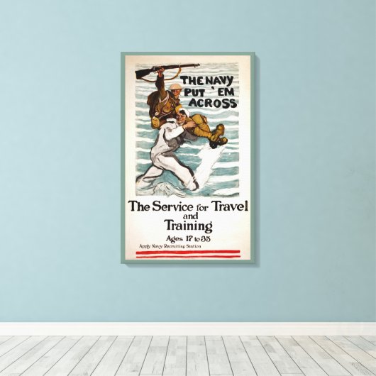 matroos wading terwijl hij een soldaat op zijn sch canvas afdruk (Insitu (Houten vloer))