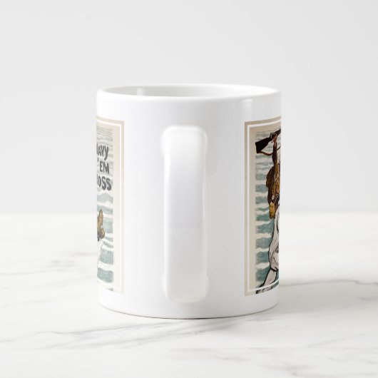 matroos wading terwijl hij een soldaat op zijn sch grote koffiekop (Achterkant)