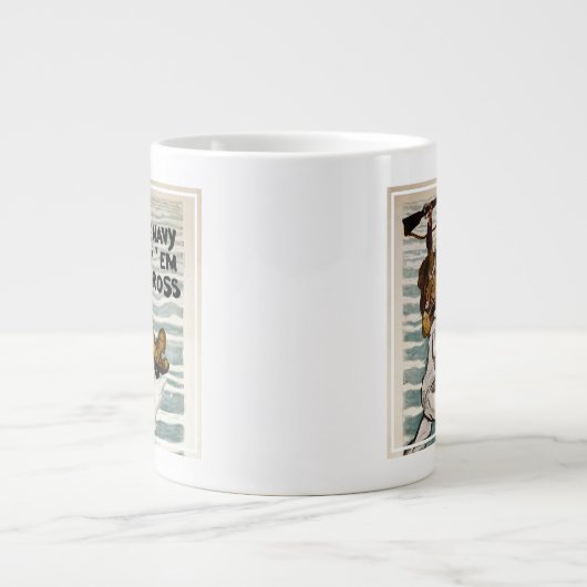 matroos wading terwijl hij een soldaat op zijn sch grote koffiekop (Voorkant)