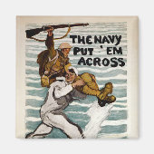 matroos wading terwijl hij een soldaat op zijn sch magneet (Voorkant)