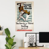 matroos wading terwijl hij een soldaat op zijn sch poster (Thuiskantoor)