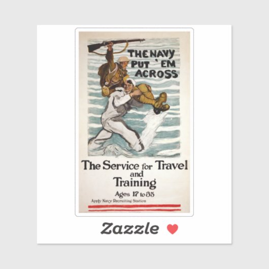 matroos wading terwijl hij een soldaat op zijn sch sticker (Vel)