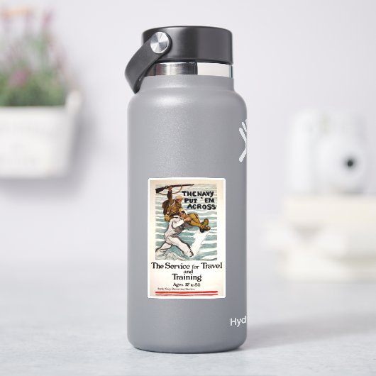 matroos wading terwijl hij een soldaat op zijn sch sticker (HydroFlask)