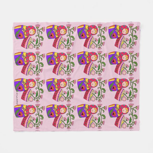 Matroshka Nesting Dolls Oekraïense volkskunst Fleece Deken (Voorkant (Horizontaal))