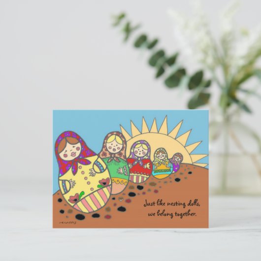 Matroshka Nesting Dolls Ukraine Folk Art Briefkaart (Staand voorkant)