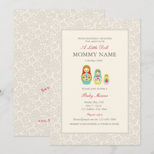 Matroyshka Russian Nesting Dolls Shower Kaart (Voorkant / Achterkant)