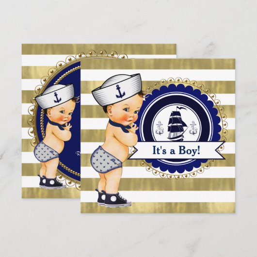 matrozenjongen nautisch Baby shower Kaart (Voorkant / Achterkant)
