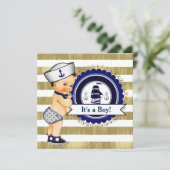 matrozenjongen nautisch Baby shower Kaart (Staand voorkant)