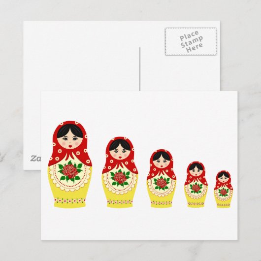 Matryoschka poppen rood briefkaart (Voorkant / Achterkant)