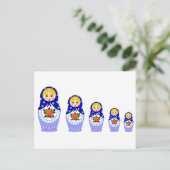 Matryoschka poppetblauw briefkaart (Staand voorkant)