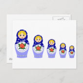 Matryoschka poppetblauw briefkaart (Voorkant / Achterkant)