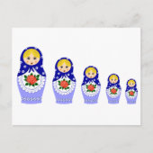 Matryoschka poppetblauw briefkaart (Voorkant)