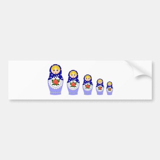 Matryoschka poppetblauw bumpersticker (Voorkant)