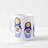 Matryoschka poppetblauw koffiemok (Voorkant links)
