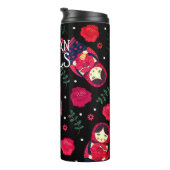 Matryoshka Babushka Russische dollars belt zwart r Thermosbeker (Geroteerd rechts)