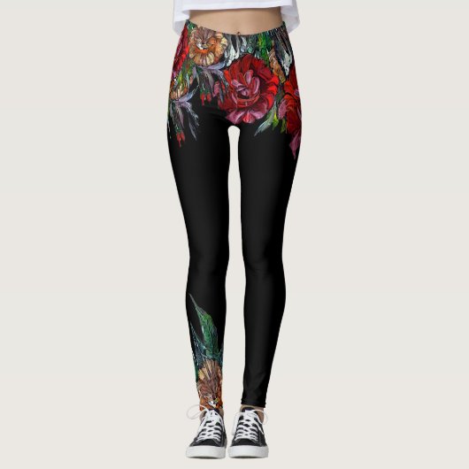 MATRYOSHKA COLLECTIE vivid florvormig patroon Leggings (Voorkant)