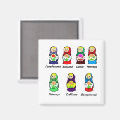 Matryoshka Dagen van de week Magneet (Voorkant / Achterkant)