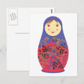 Matryoshka Doll 2 ~ Russisch / Babushka Nesting Briefkaart (Voorkant / Achterkant)