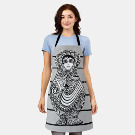 Matryoshka Doll BW Schort