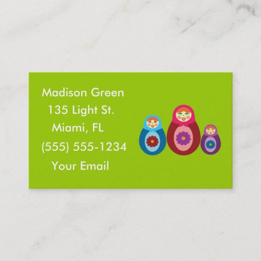 Matryoshka Doll Design Visitekaartjes (Voorkant)
