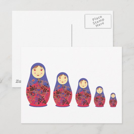 Matryoshka Doll ~ Russian Nesting / Babushka Briefkaart (Voorkant / Achterkant)