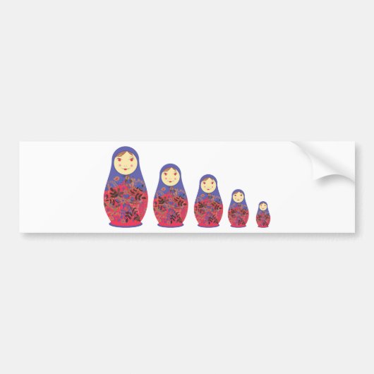 Matryoshka Doll ~ Russian Nesting / Babushka Bumpersticker (Voorkant)