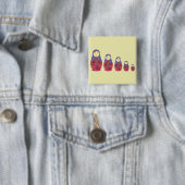 Matryoshka Doll ~ Russian Nesting / Babushka Vierkante Button 5,1 Cm (In situ)