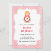 Matryoshka Doll Verjaardag Uitnodiging (Voorkant)