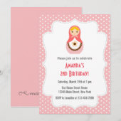 Matryoshka Doll Verjaardag Uitnodiging (Voorkant / Achterkant)