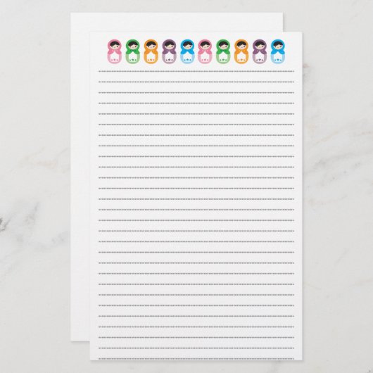 Matryoshka Dolls Briefpapier (Voorkant / Achterkant)