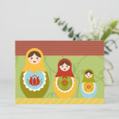 Matryoshka Dolls Gepersonaliseerd uitnodiging op z (Staand voorkant)