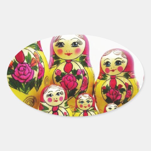 Matryoshka Dolls Ovale Sticker (Voorkant)