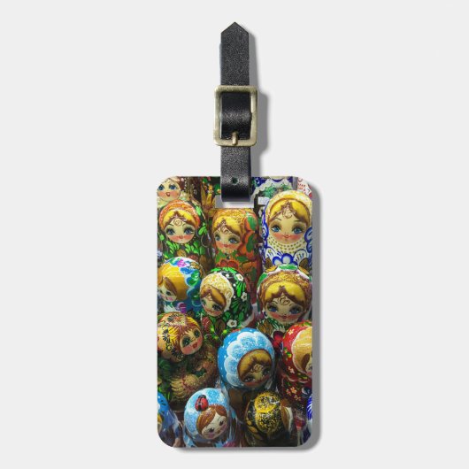 Matryoshka Dolls Souvenir Kiosk Travel Photo Bagagelabel (Voorkant verticaal)