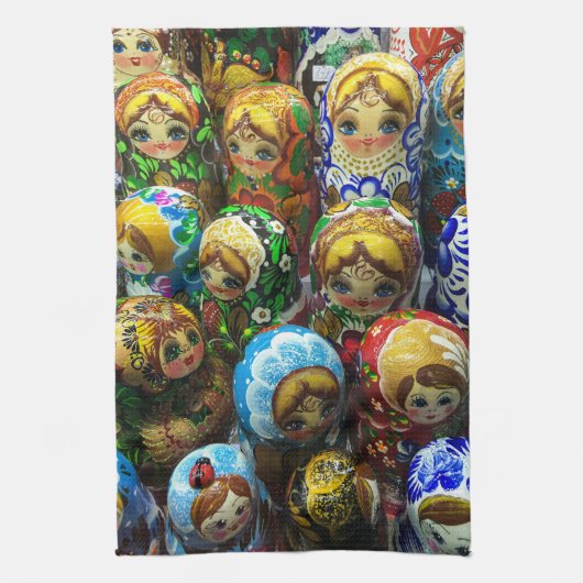 Matryoshka Dolls Souvenir Kiosk Travel Photo Theedoek (Verticaal)
