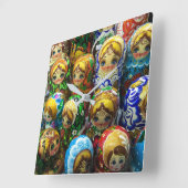 Matryoshka Dolls Souvenir Kiosk Travel Photo Vierkante Klok (Hoek)