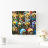 Matryoshka Dolls Souvenir Kiosk Travel Photo Vierkante Klok (Huis)