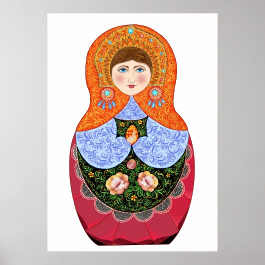 Matryoshka pop in de Russische folkkunst Khokhloma Poster (Voorkant)
