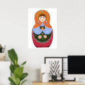 Matryoshka pop in de Russische folkkunst Khokhloma Poster (Thuiskantoor)