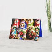 Matryoshka poppen Merry Christmas Feestdagen GC Kaart (Achterkant)